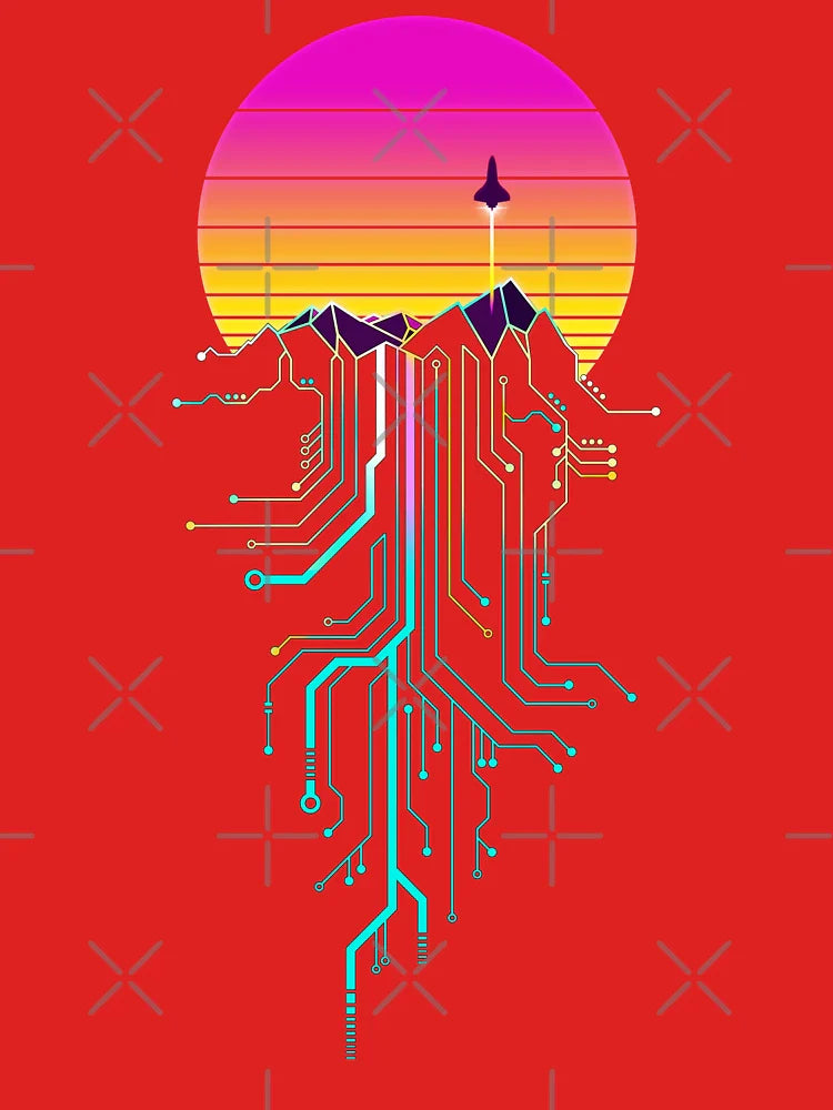 Synth Mountain Sunrise Classic T-Shirt