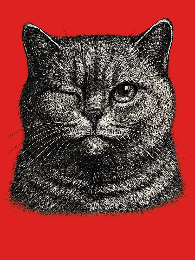 Winking British Shorthair – Vintage Cat Art Classic T-Shirt