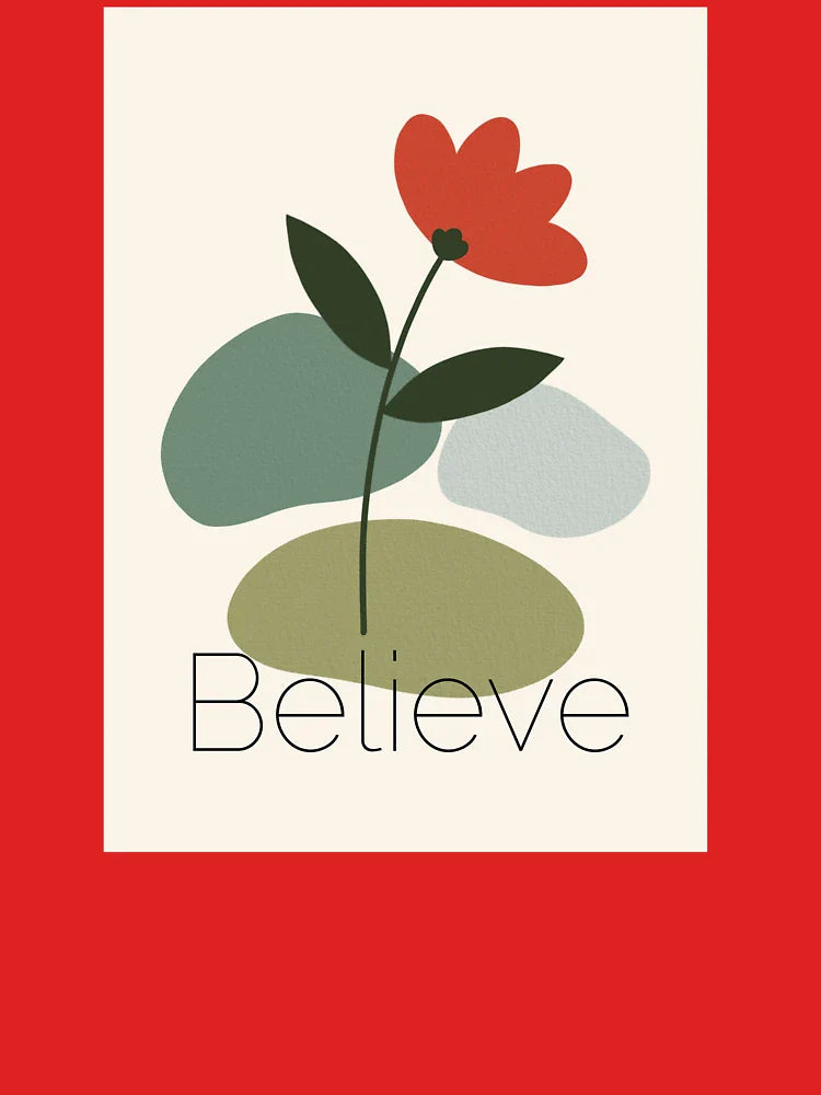 Elegant minimalist floral print featuring the word “believe” Classic T-Shirt