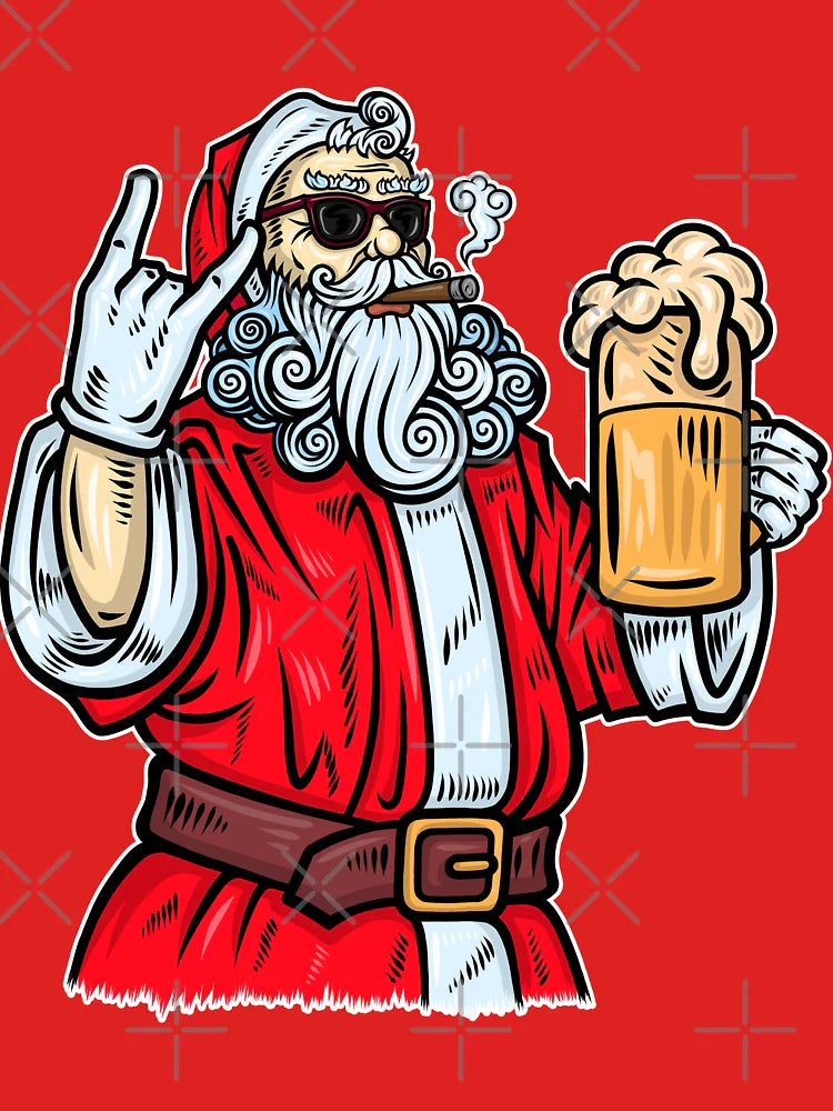 Bad Santa Claus, Rock, Beer and Cigar Classic T-Shirt
