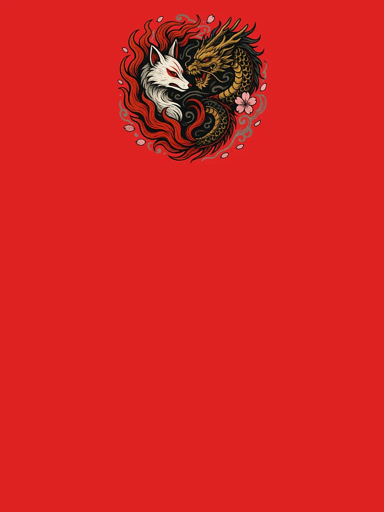 Kitsune & Dragon — Dual Spirit Yin-Yang Design – Japanese Tattoo Style Classic T-Shirt