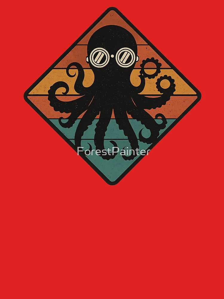 Tentacles & Gears – Retro Mech-Octo Emblem Classic T-Shirt