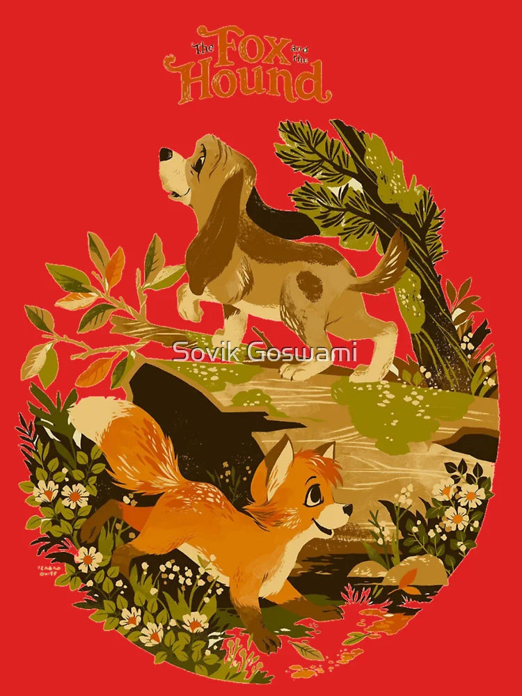Cartoon fox and hound cute merch Classic T-Shirt