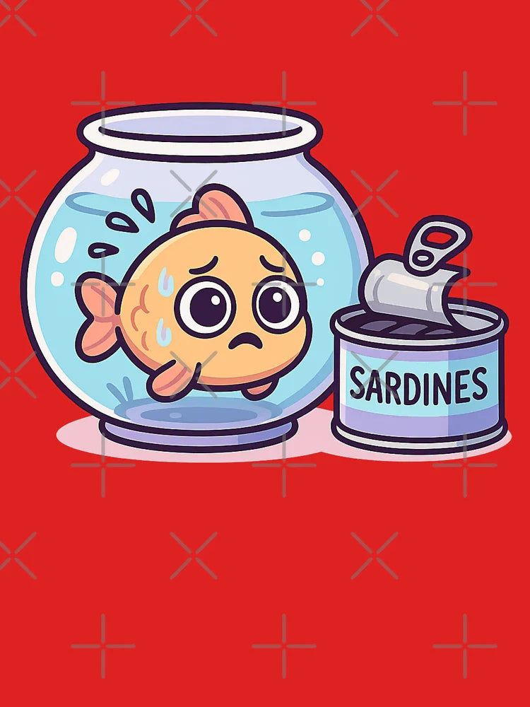 Fishbowl Panic – Kawaii Sardine Situation Classic T-Shirt