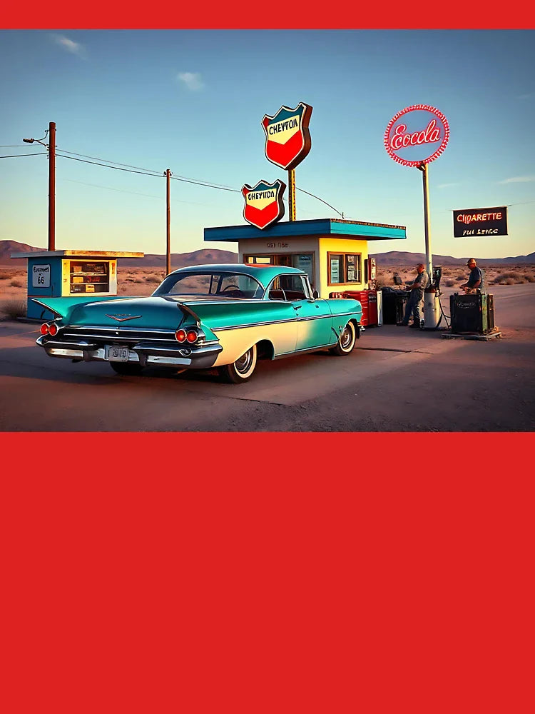 Retro gas station in the desert, 1950s Classic T-Shirt