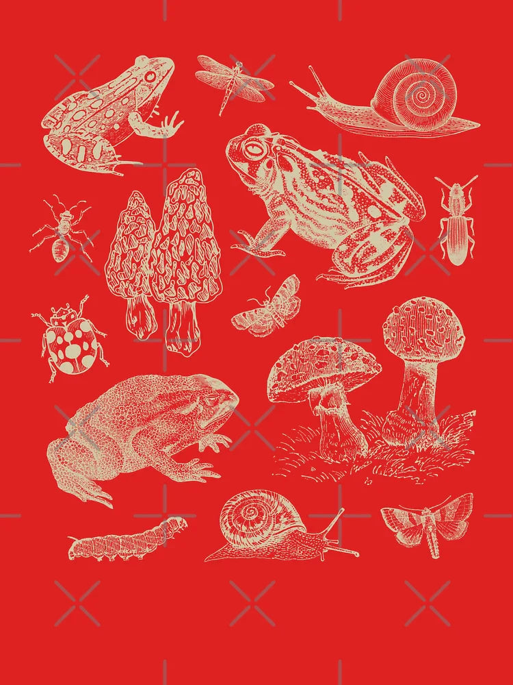 Goblincore Vintage Biology: Nature Lover's Collection of Frog, Mushroom, Snail, and Moth Insects for Science and Natural History Fan Classic T-Shirt