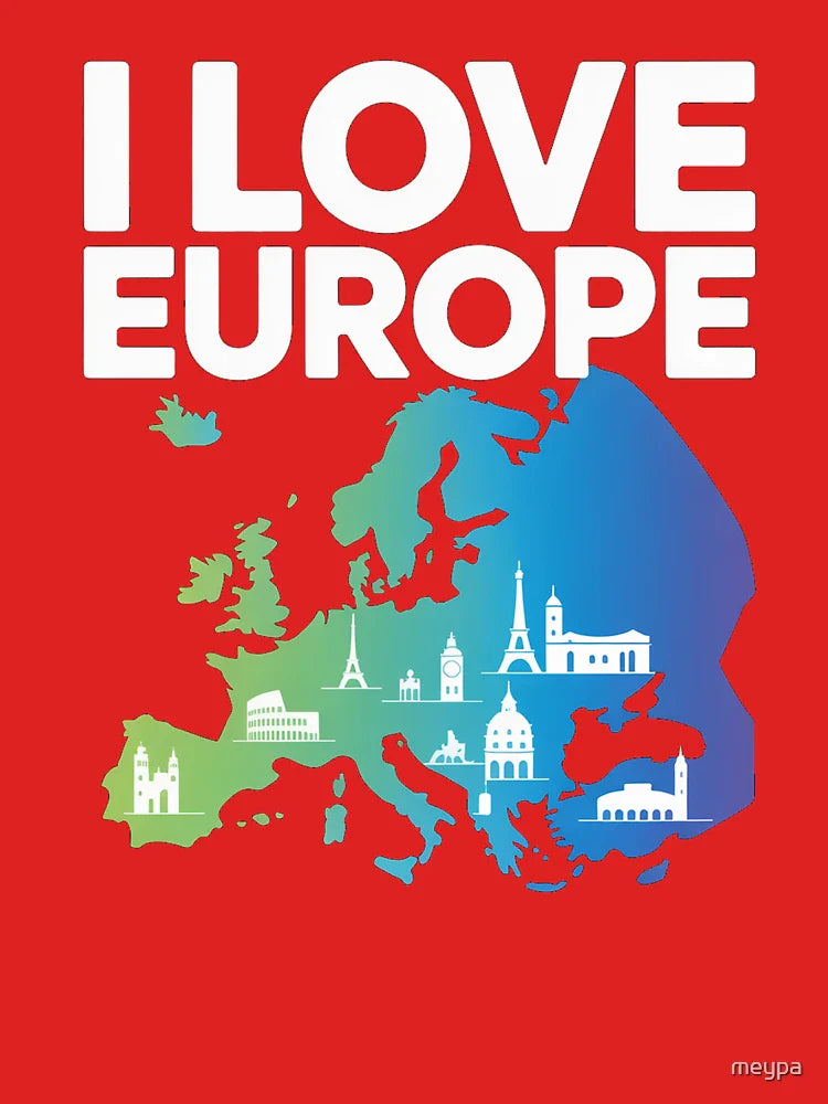 I Love Europe Landmark Exploration Map Classic T-Shirt