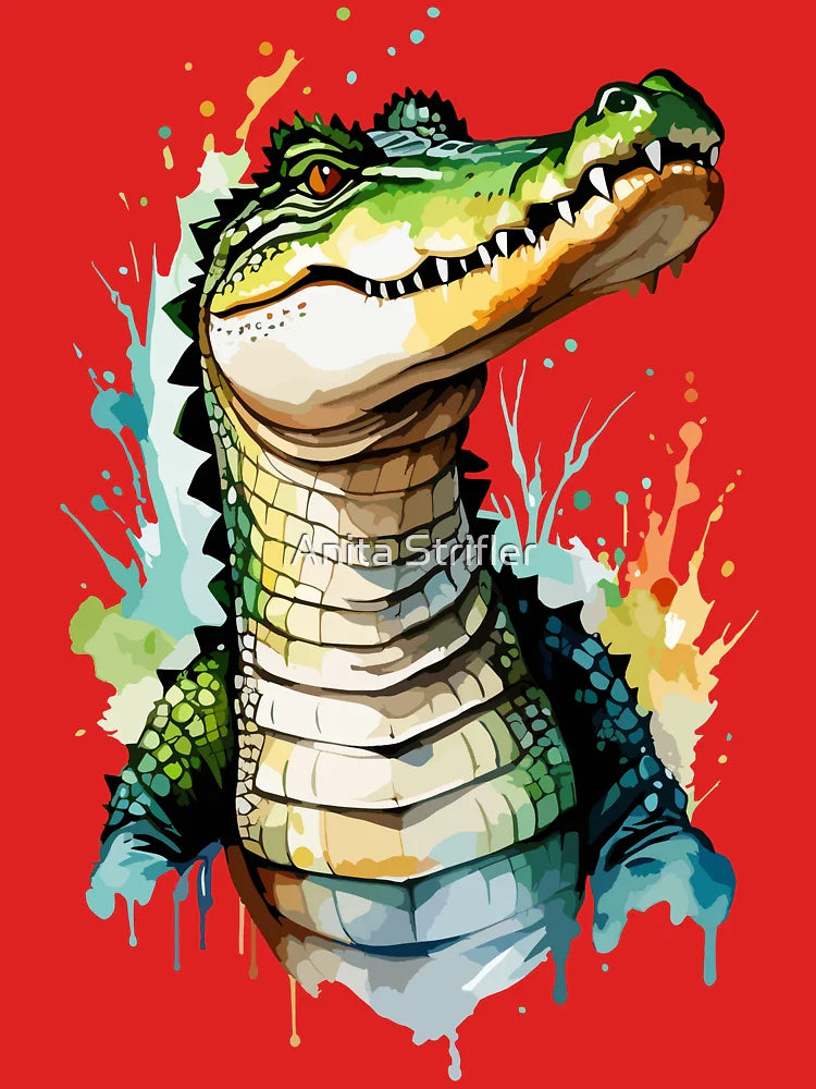 Watercolor Splash Crocodile Art Classic T-Shirt