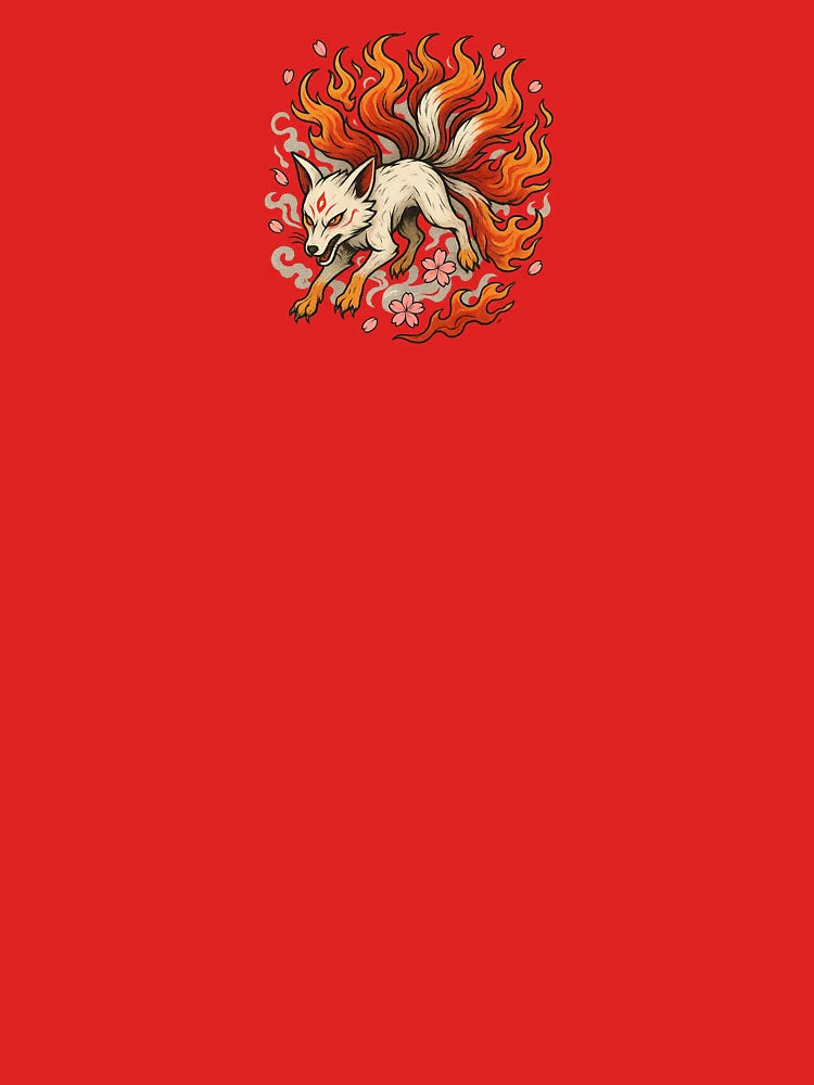 Nine-Tailed Kitsune — Battle Spirit Flame - Japanese Tattoo Style Classic T-Shirt
