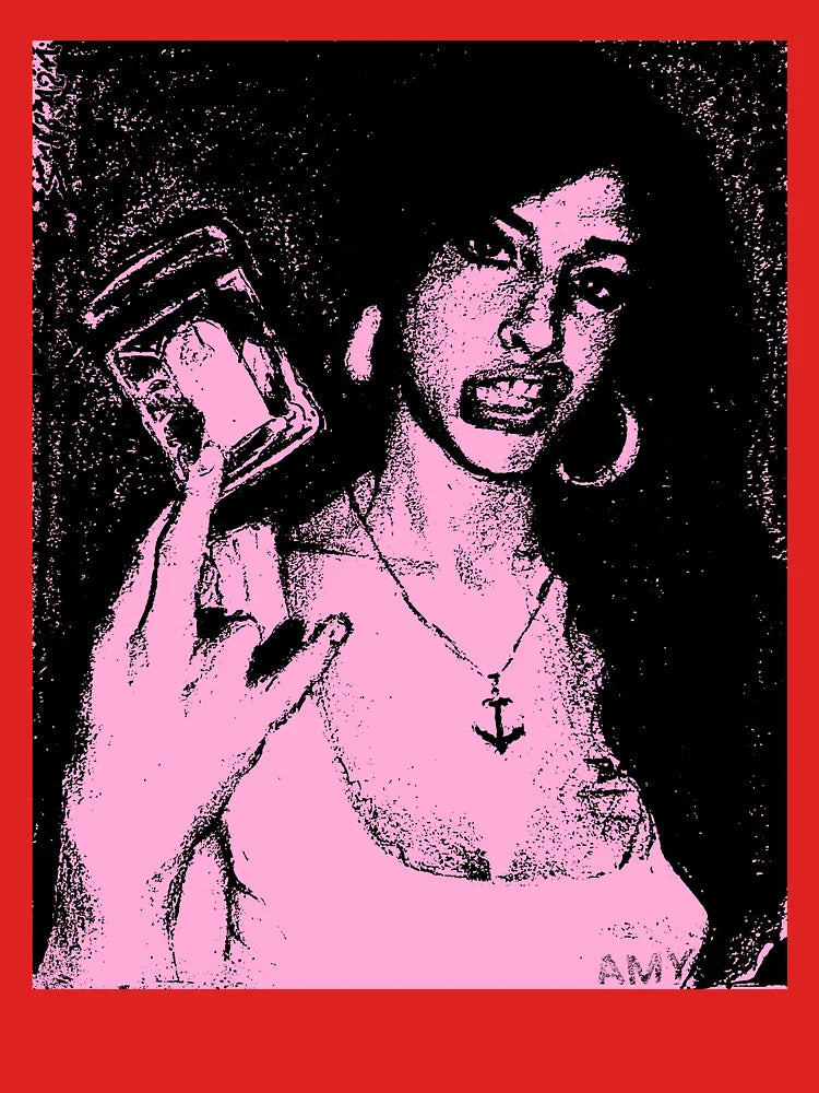 Amy Winehouse Pink High Contrast Graphic Classic T-Shirt