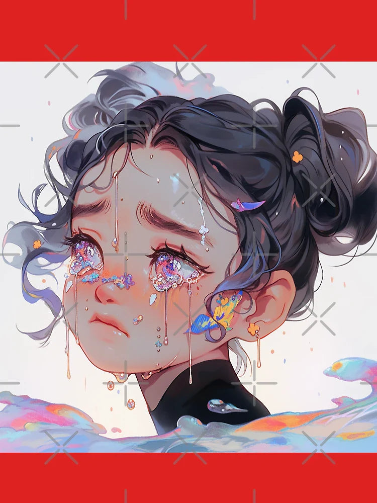 Tearful Anime Girl with Fantasy Eyes Classic T-Shirt