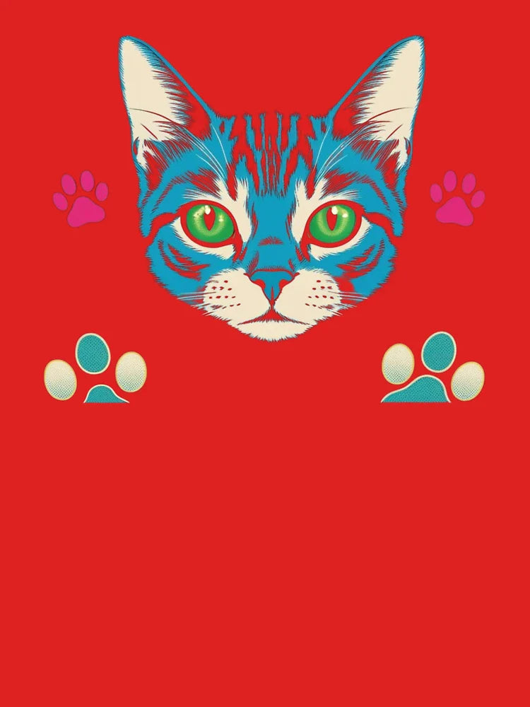 Invisible Cat Artwork – Glowing Eyes and Cosmic Paw Prints Classic T-Shirt