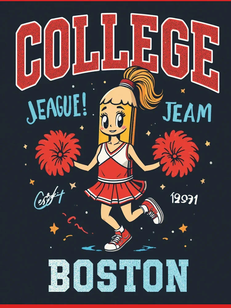 Boston College Cheerleader Cartoon Graphic T-Shirt Classic T-Shirt