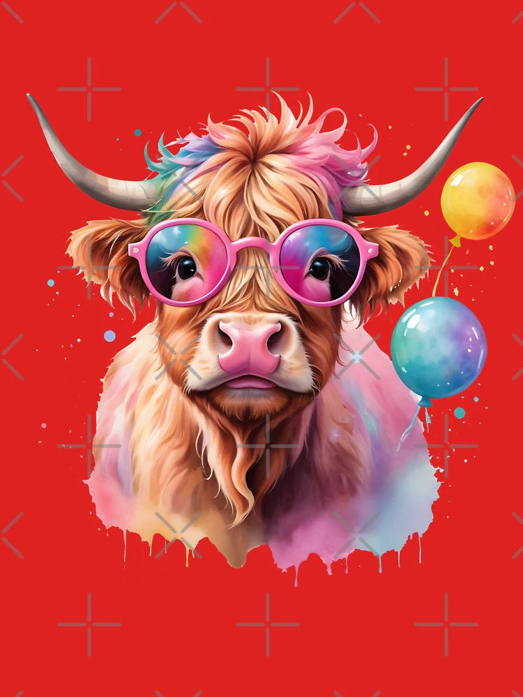 Trendy Highland Cow with Retro Sunglasses Classic T-Shirt
