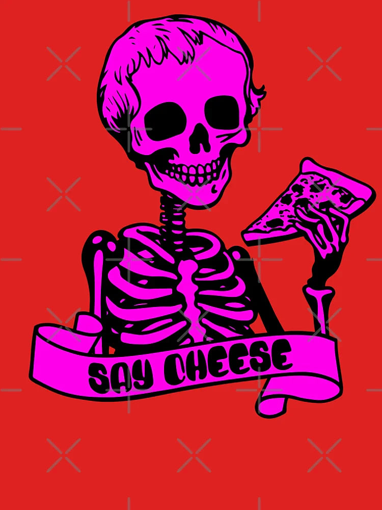 Copy of Say Cheese – Grunge Skeleton Pizza Shirt (neon pink) Classic T-Shirt