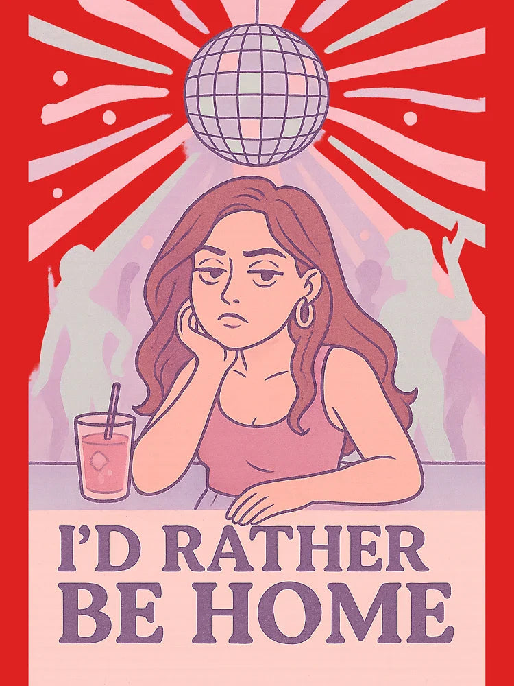 I’d Rather Be Home – Disco Club Girl Illustration Classic T-Shirt