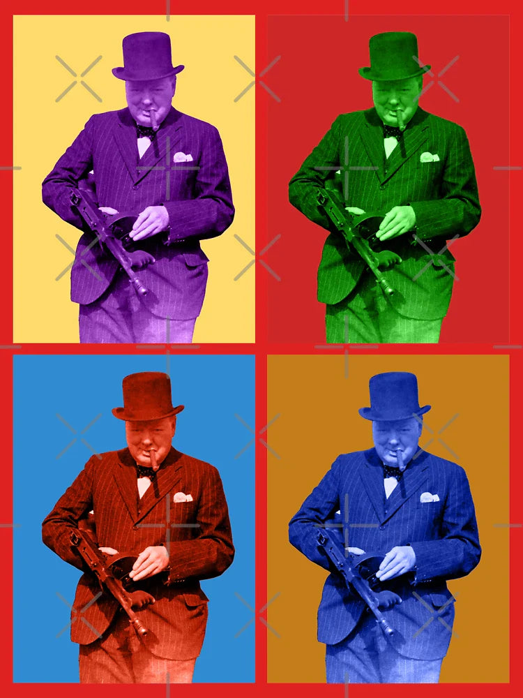 Pop Art Winston Churchill holding a "Tommy" Gun  Classic T-Shirt