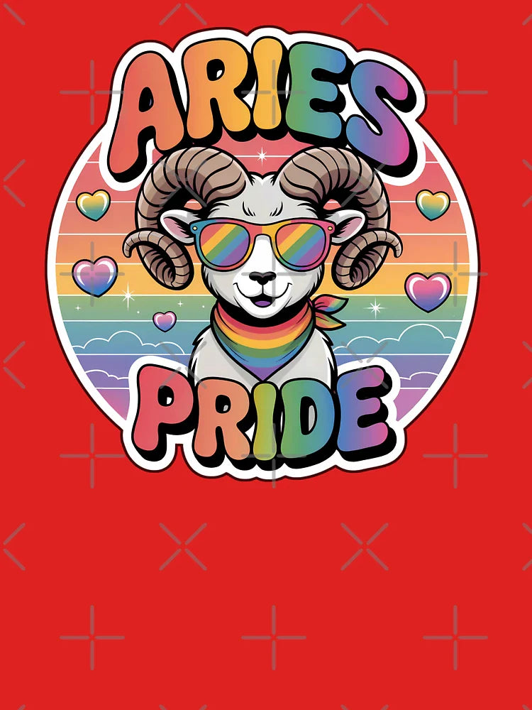 Aries Pride Month Sticker | Cute Chibi Rainbow Ram Zodiac Art Classic T-Shirt