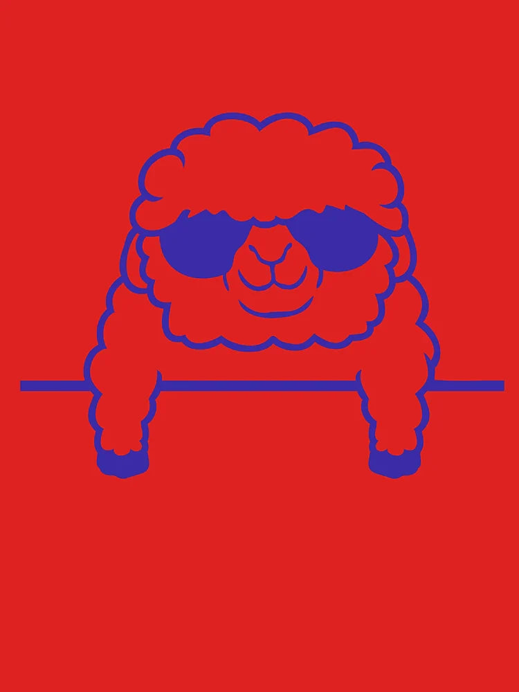 Happy Sheep Behind Fence Wall Cool Cute Sunglasses Classic T-Shirt