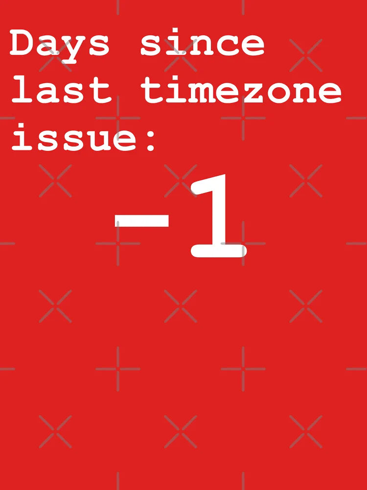Days since last timezone issue: -1 Classic T-Shirt