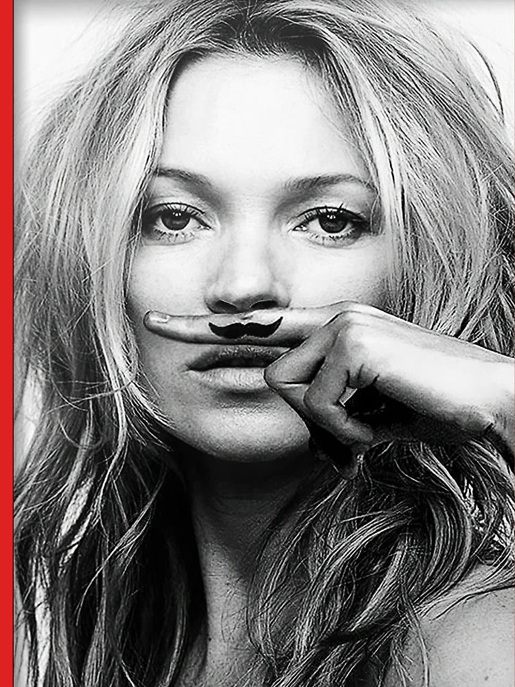 Kate Moss, Mustache, Black and White Photograph Classic T-Shirt