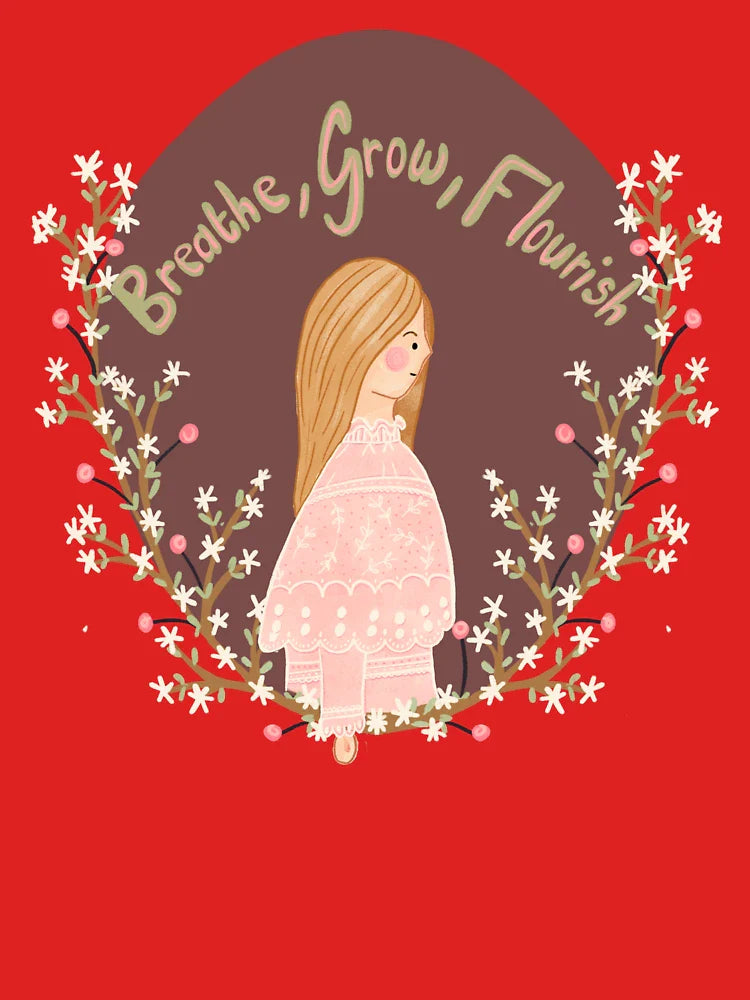 Breathe, Grow, Flourish - Gentle floral girl illustration Classic T-Shirt