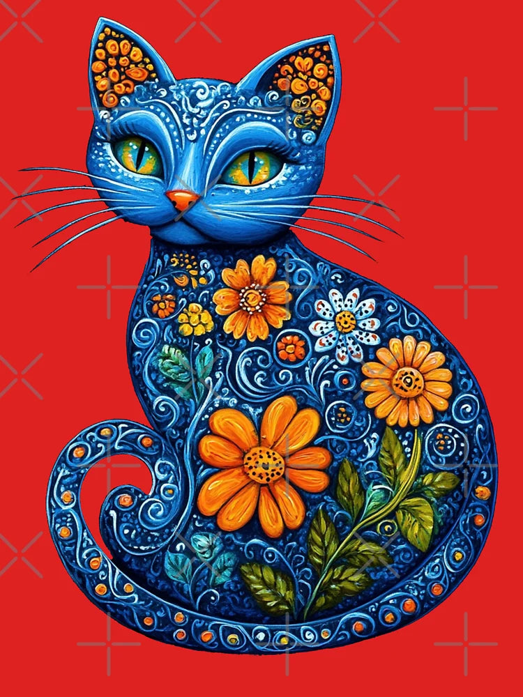 Cat With Flowers Classic T-Shirt