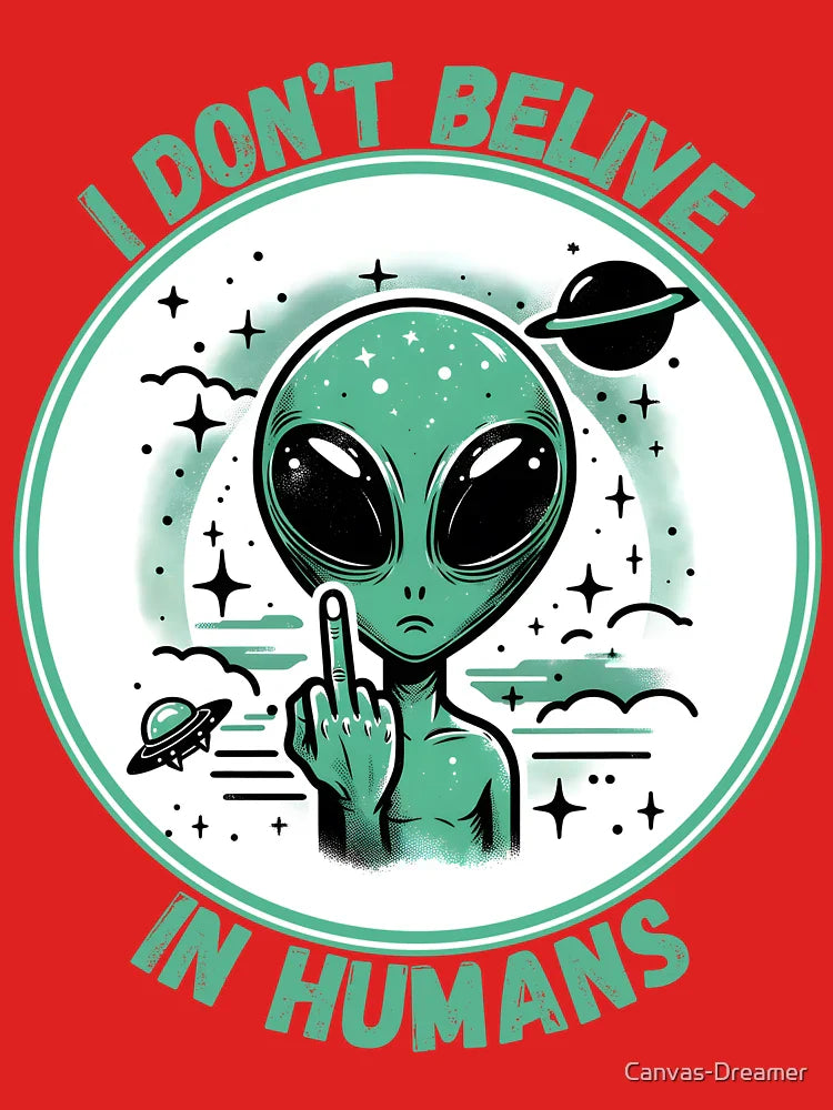 Alien Attitude – Funny Retro UFO Middle Finger Space Art Classic T-Shirt
