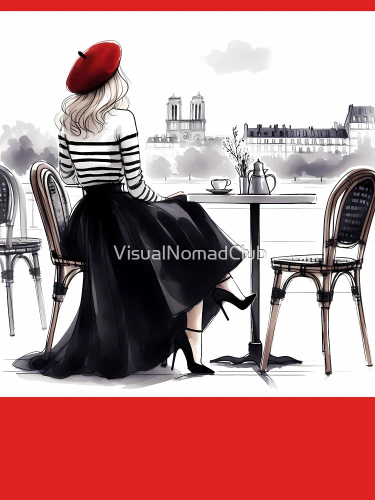 Woman In Paris Cafe Classic T-Shirt
