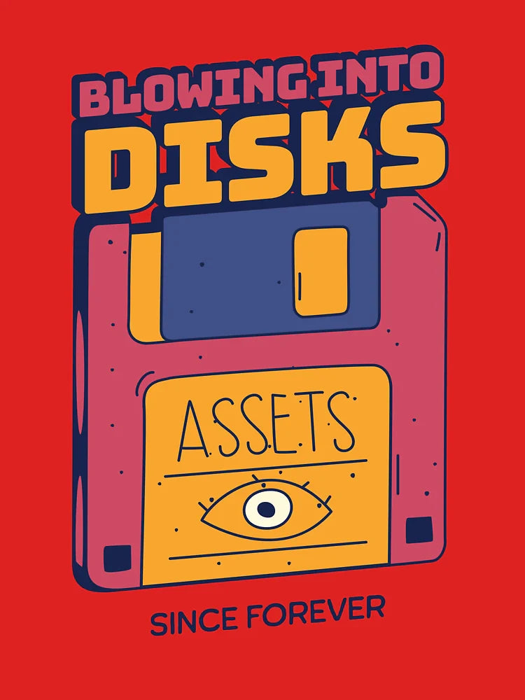 Blowing Into Disks – Funny Retro Tech Floppy Disk Design Classic T-Shirt