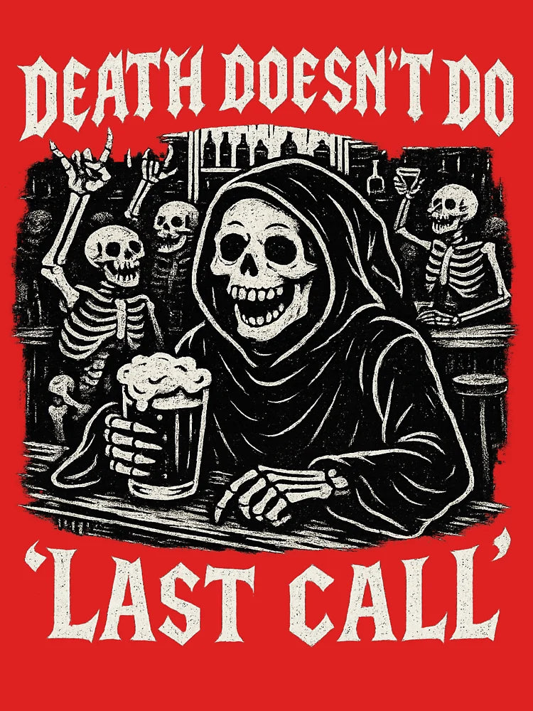 Death Doesnâ€™t Do 'Last Call' T-Shirt â€“ Grim Reaper Bar Scene Design Classic T-Shirt