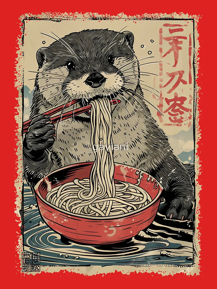 Otter eating ramen - vintage paint Classic T-Shirt