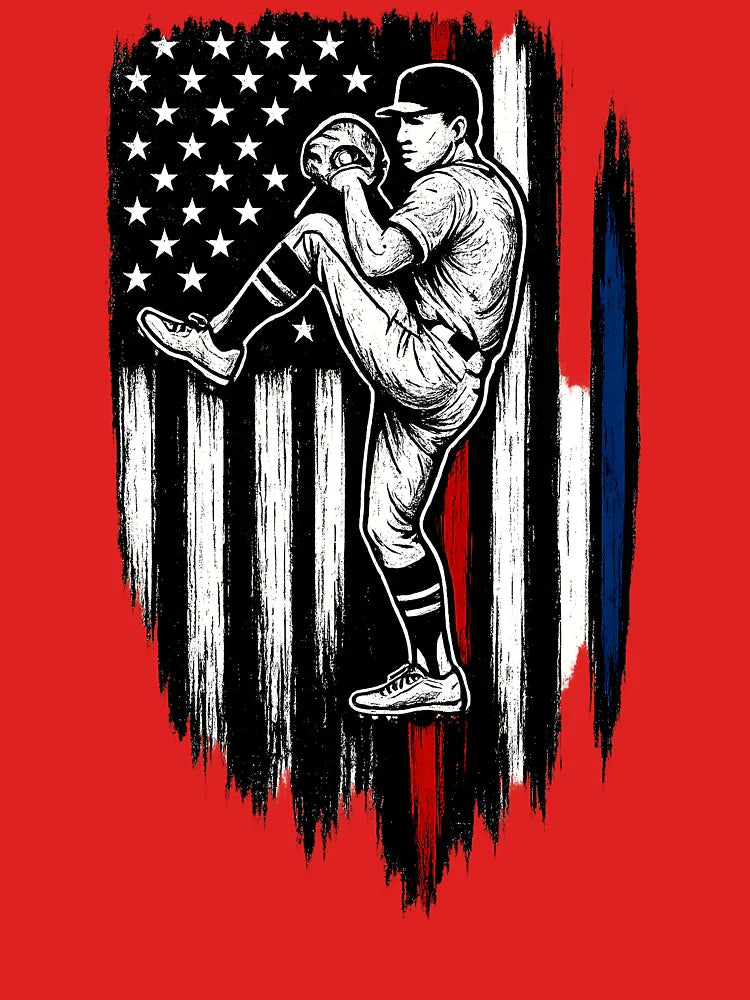 Baseball American Flag Pitcher USA Pitching 4th Of July Gift Classic T-Shirt
