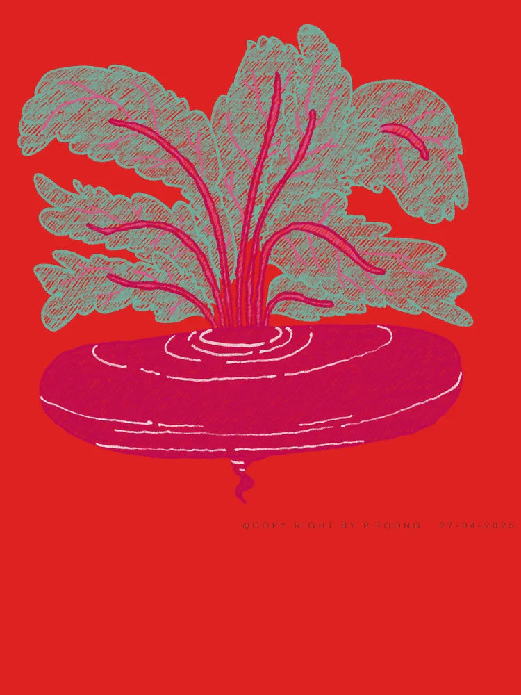 Colorful Abstract Beetroot with Big Green Leaves Classic T-Shirt