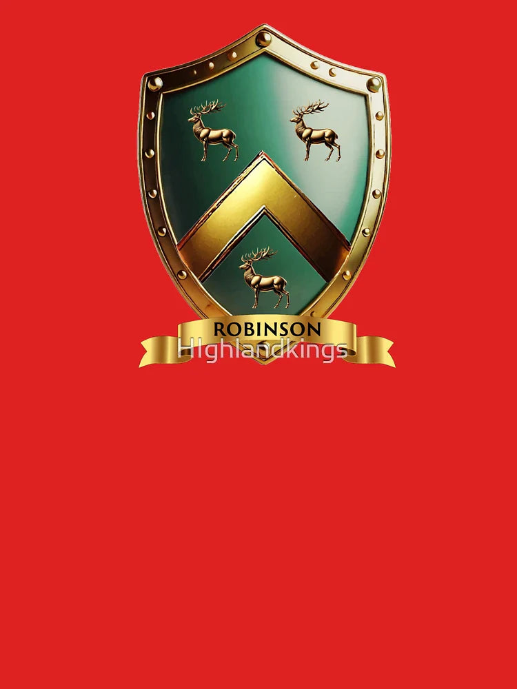 Robinson Family Shield  Chevron of Honor with Stags & Name Banner Classic T-Shirt