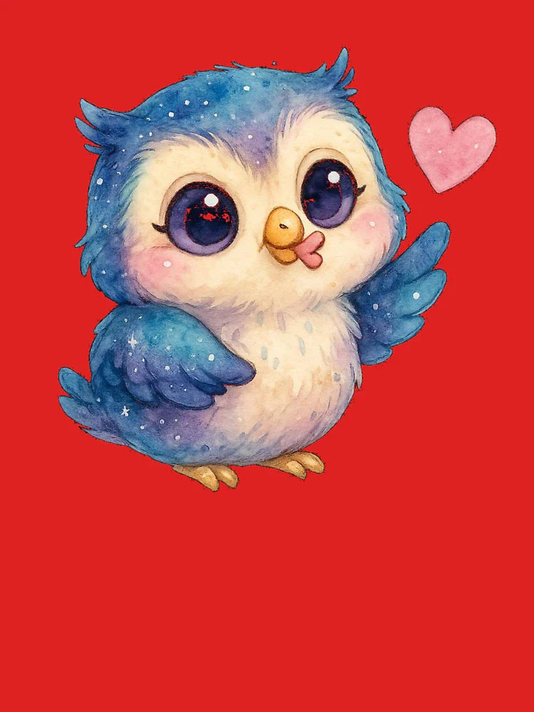 Cute Kawaii Owl Sending Love – Watercolor Style Sticker Classic T-Shirt
