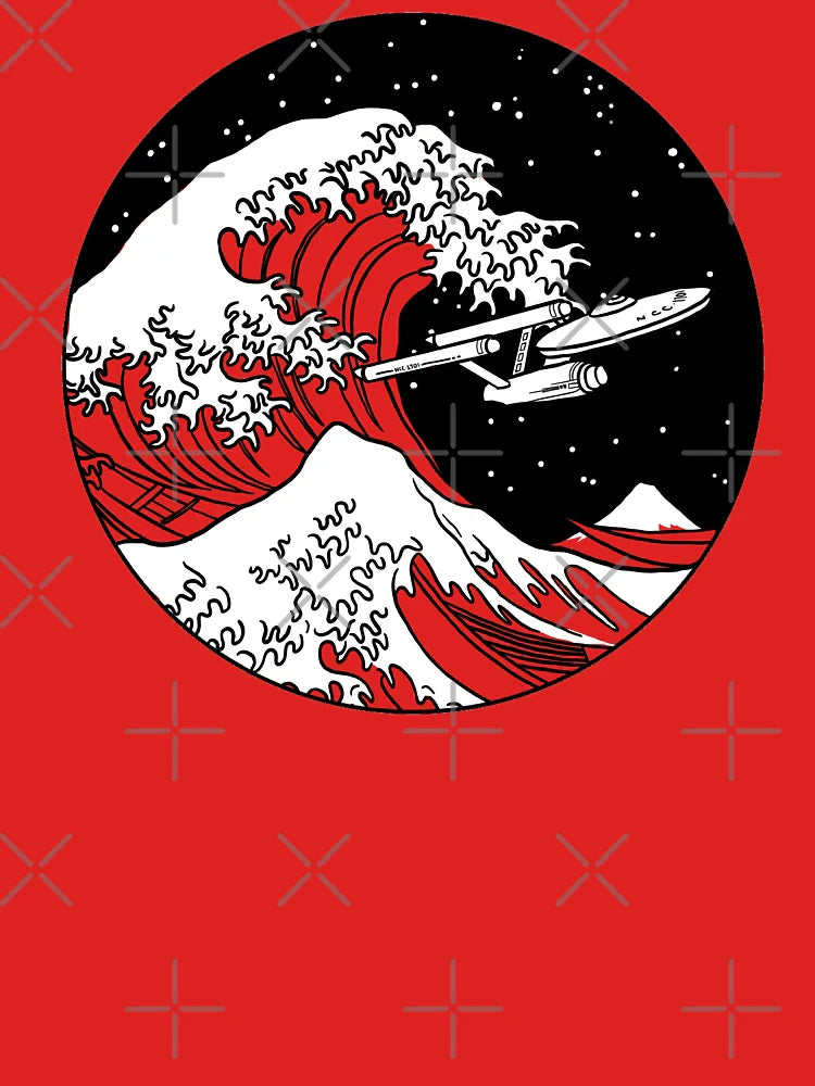 Trek Spaceship in Space - The Great Wave Classic T-Shirt