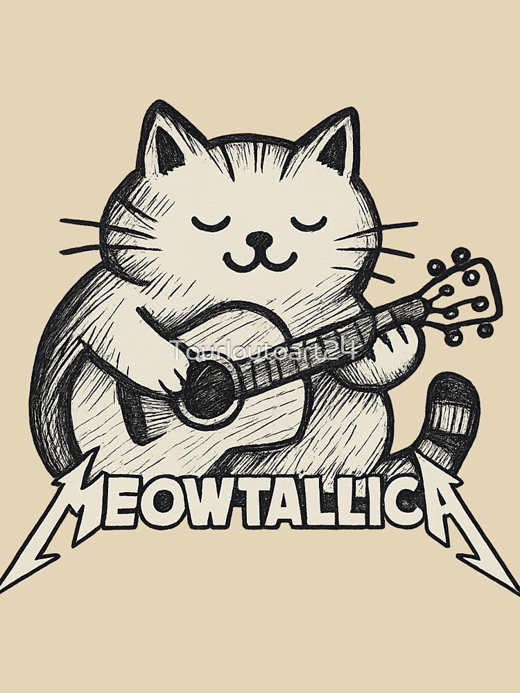 Meowtallica: Feline Guitarist in Metal Style by Tourloutoart24