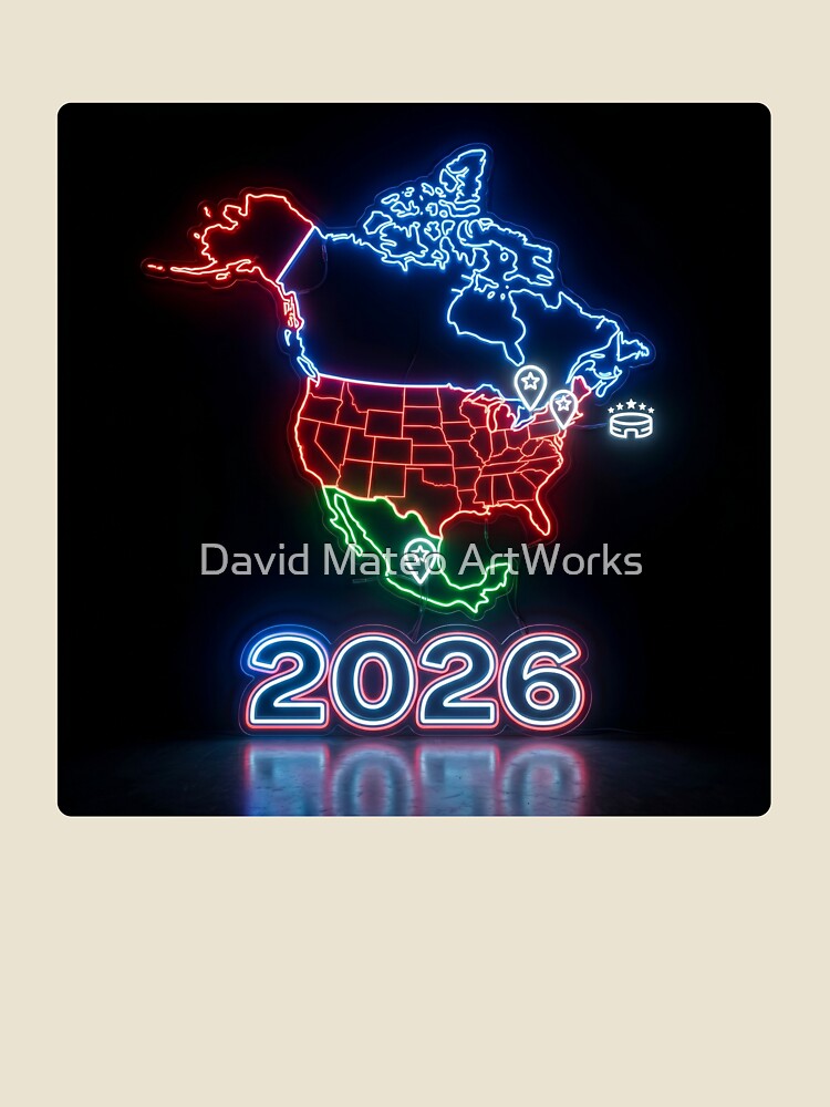 World Cup 2026 — Neon Map North America Host Nations by David Mateo ArtWorks