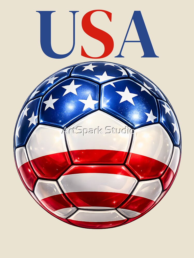 USA Soccer Ball Red White Blue Football Design Patriotic Sports Gift by ArtSpark Studio
