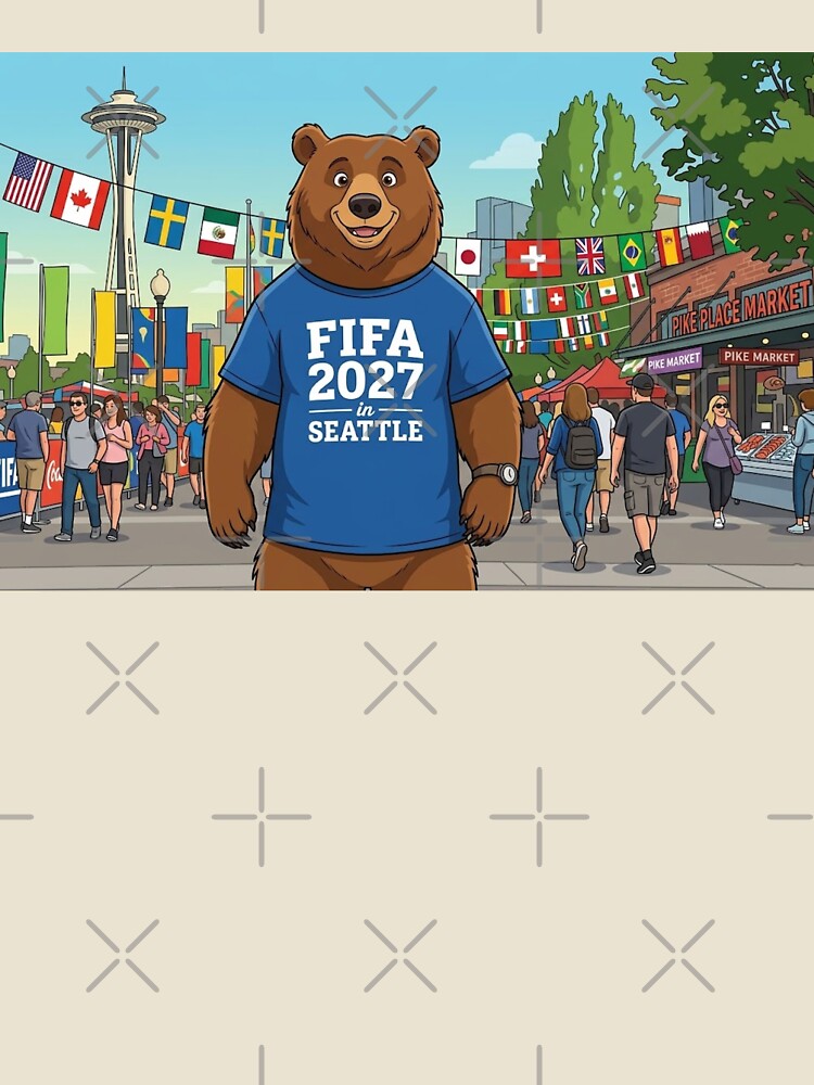 FIFA 2027 Seattle Soccer Bear – Fun Cartoon Mascot Illustration by AirCrayons27