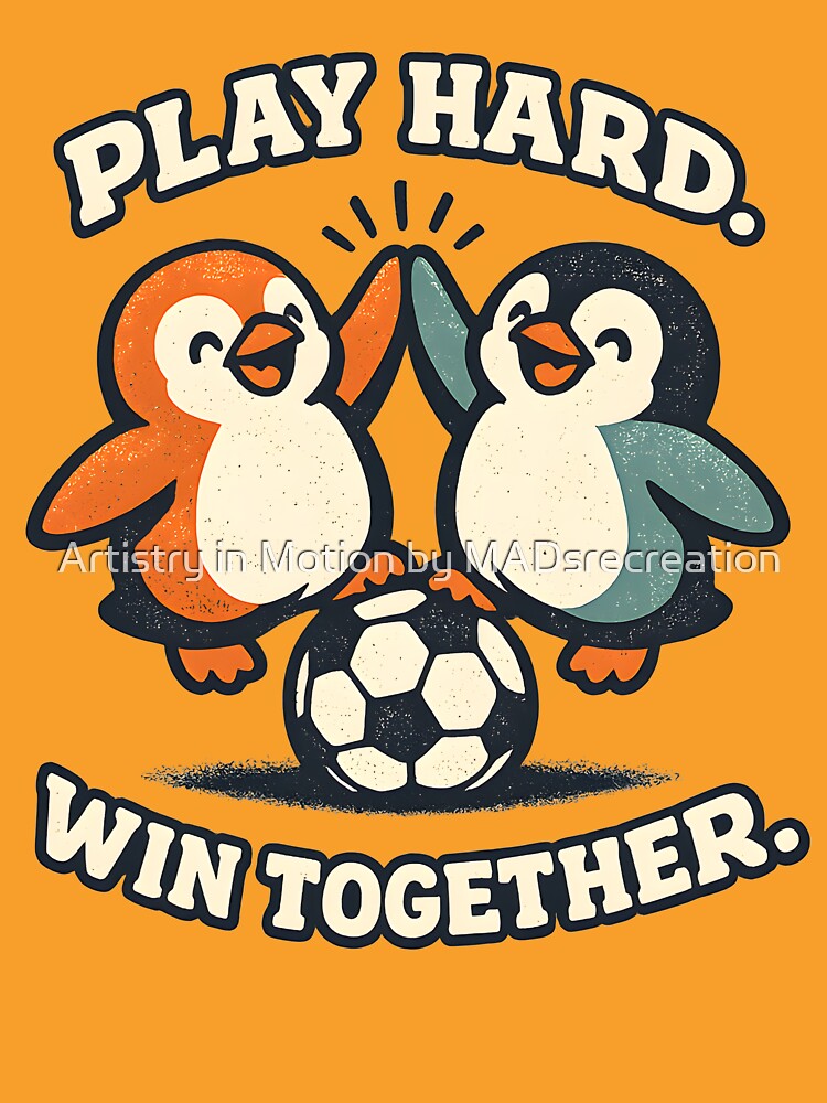 PLAY HARD. WIN TOGETHER. – Cute Penguins Soccer Friendship Mascot Illustration by  Artistry in Motion by MADsrecreation