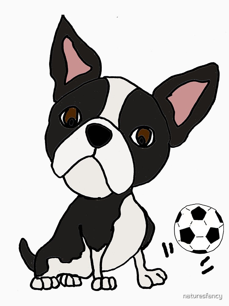 Funny Boston Terrier Dog Playing Soccer by Nature's Fancy