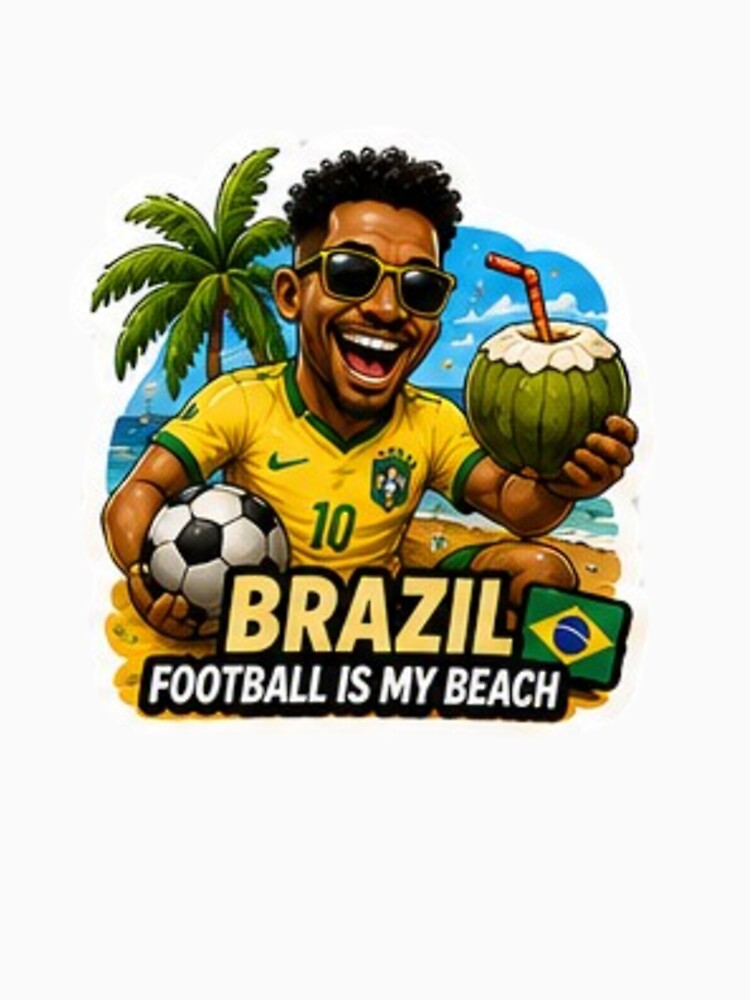 Brazil 2026 Cartoon Football Fan Design by Pixanova