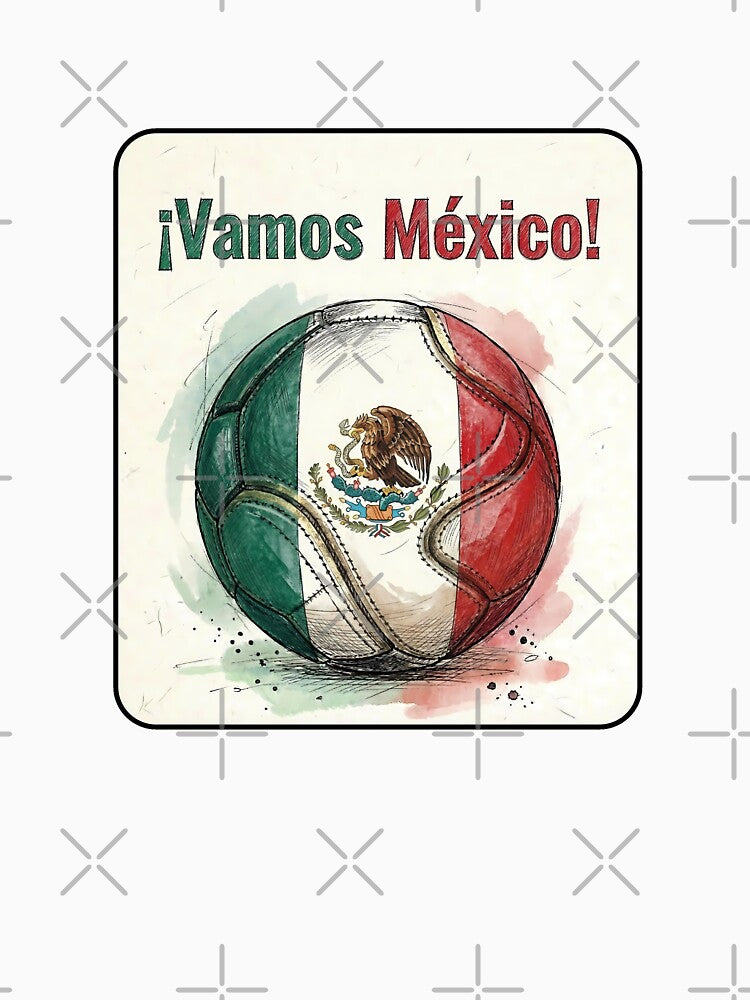 Vamos Mexico Soccer Ball Flag | Mexican Football Fan Graphic Tee by PryntedLabs