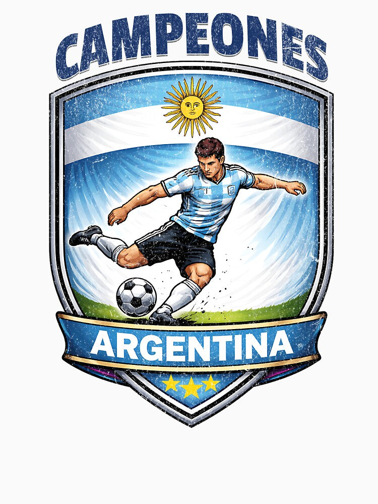 Argentina Vintage Soccer Badge - Campeones 3 Stars by Tee Nook