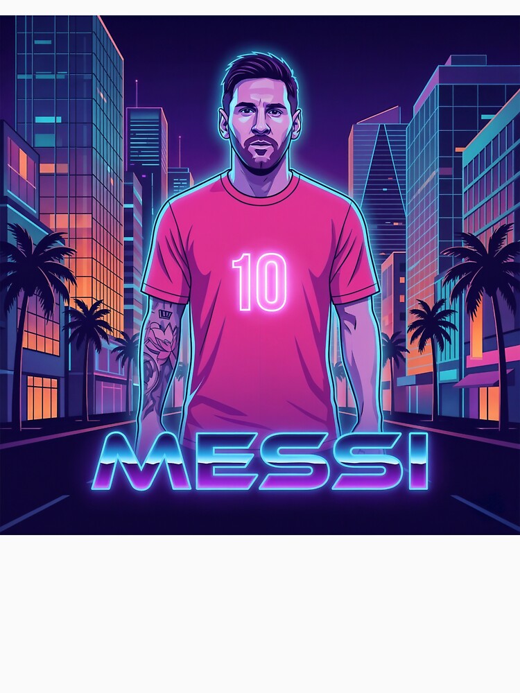 Inter Miami Football Legend Messi Cyberpunk Retro Futurist Design by Jesús Iachini