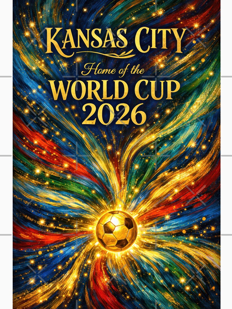 Kansas City World Cup 2026 Starburst Soccer Poster — Van Gogh Fluid Art Print by BrickByDream