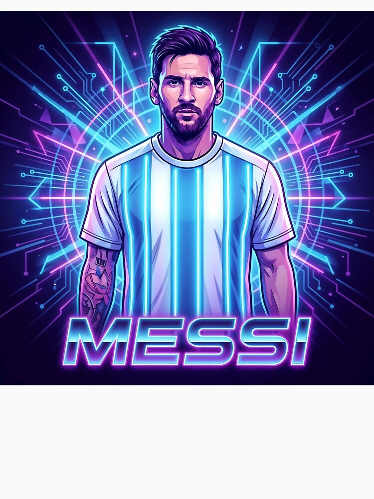​Argentina Football Legend Messi Cyberpunk Retro Futurist Design by Jesús Iachini