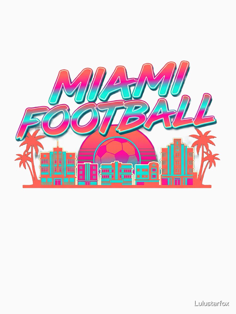Miami Football Retro 80s Synthwave Soccer Skyline by Lulustarfox